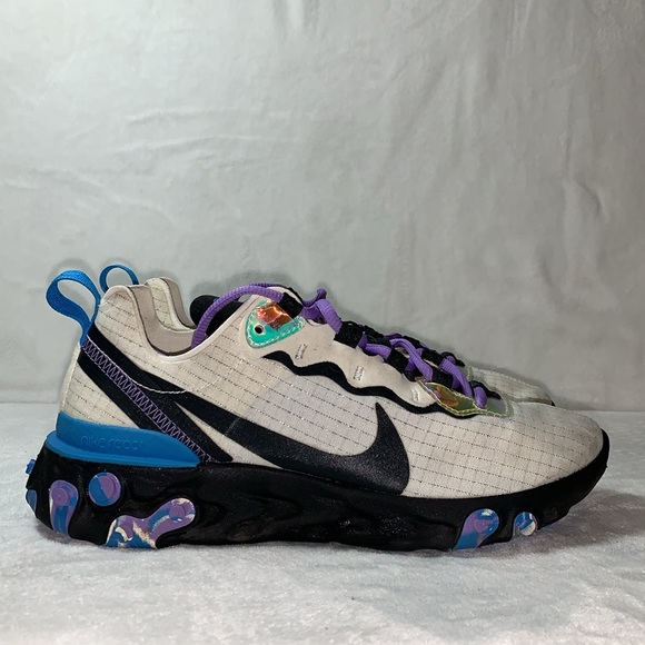 Nike React Element 55 Off Noir/Blue Hero women’s size 8 - Picture 2 of 8